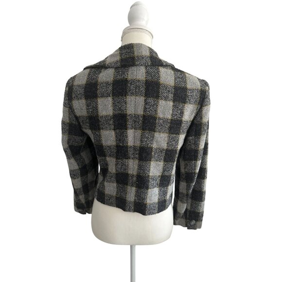 JONES NEW YORK Vintage Gray Plaid Wool Blend Jacket Blazer Size 8 - Picture 9 of 11